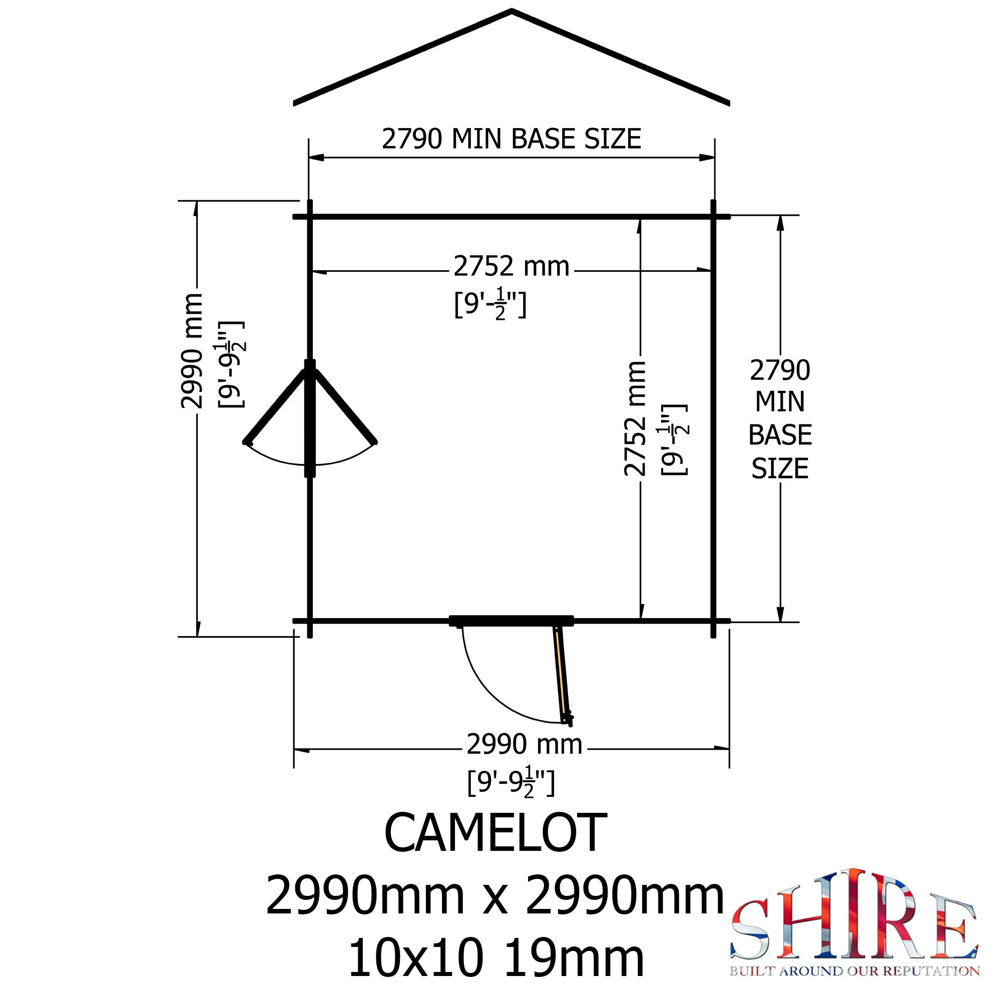 Shire Camelot 19mm Log Cabin 10x10
