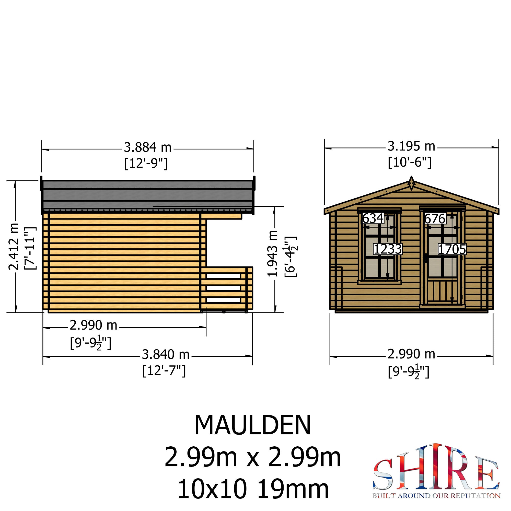 Shire Maulden 19mm Log Cabin With Veranda 10x10