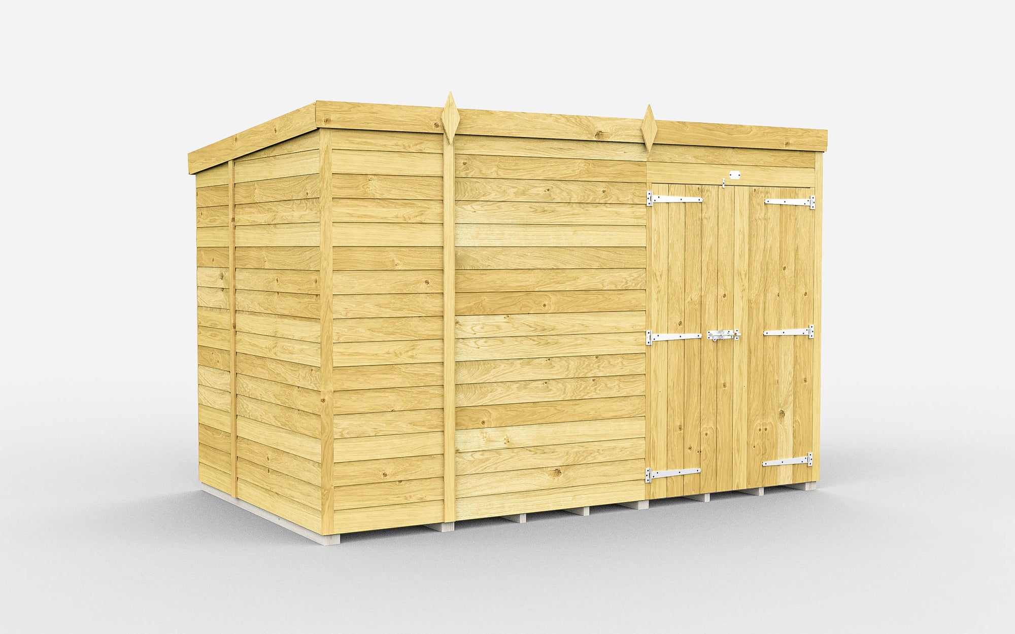 Elmstead Pent Shed Double Door Without Windows External View