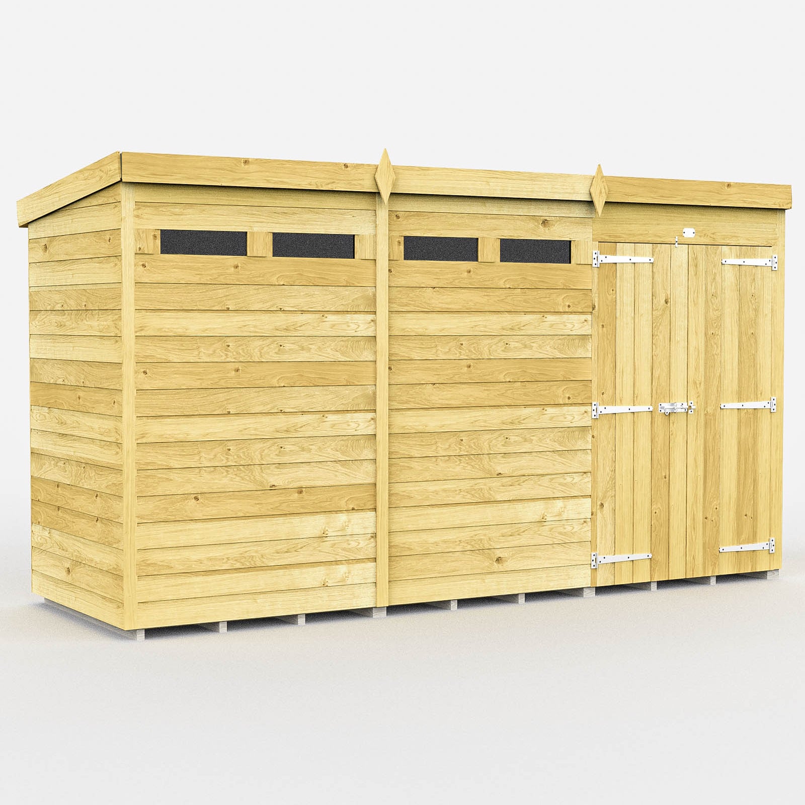 Elmstead Pent Security Shed Double Door External View