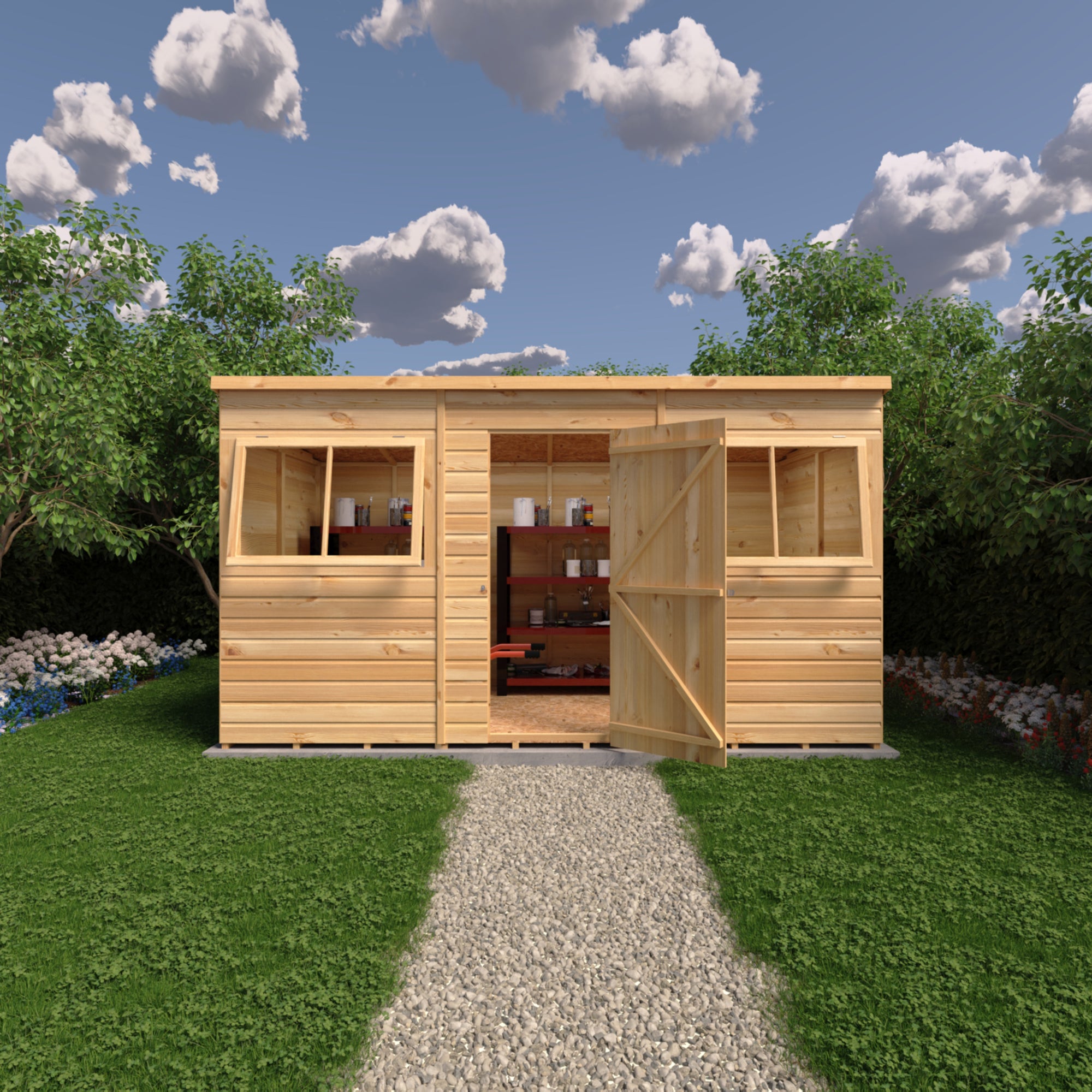 Shire Pent Shiplap Tongue & Groove Garden Shed 12x6