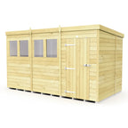 Elmstead Pent Shed Single Door With Windows External View