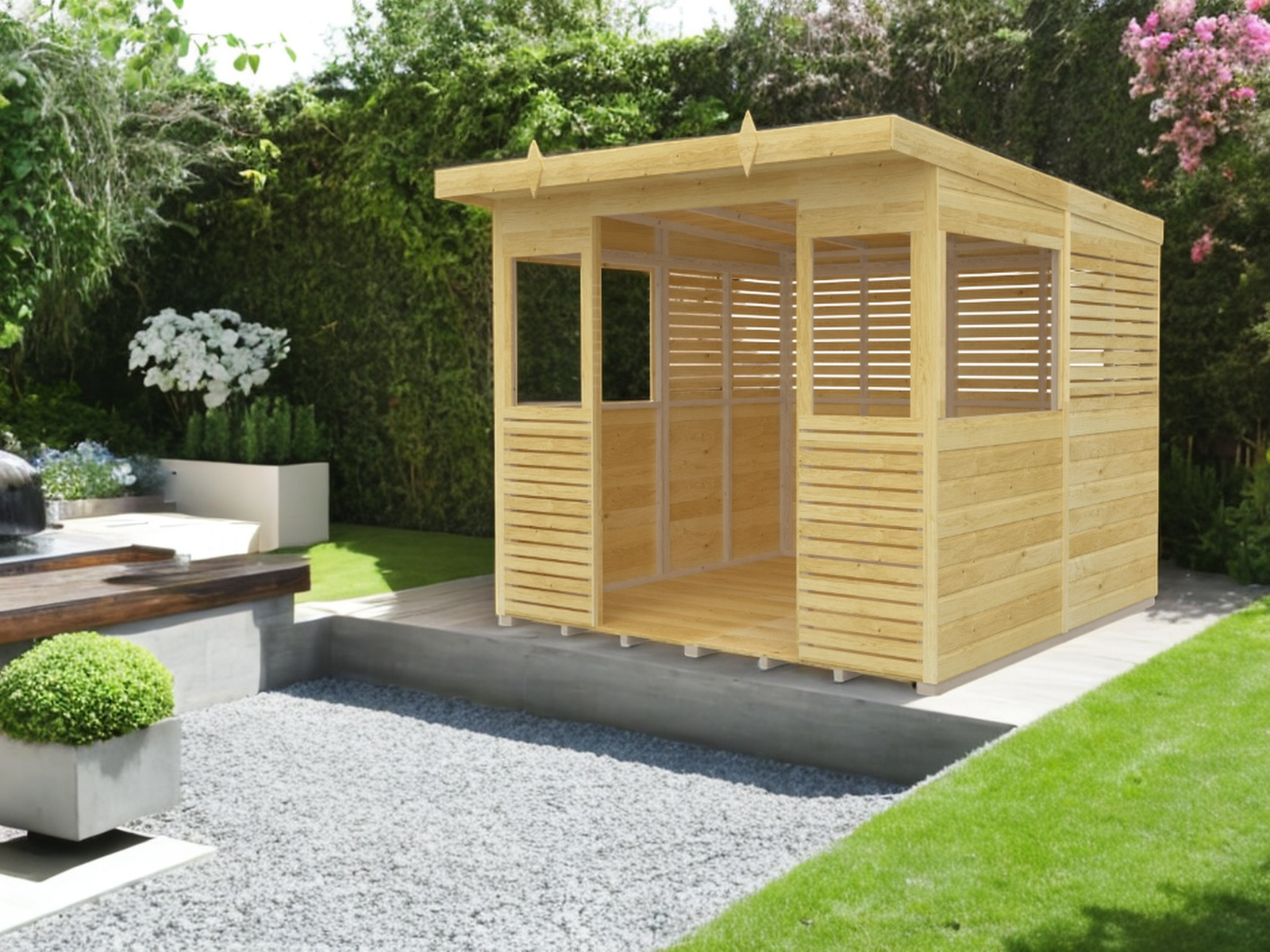 Elmstead Pent BBQ Shelter External View