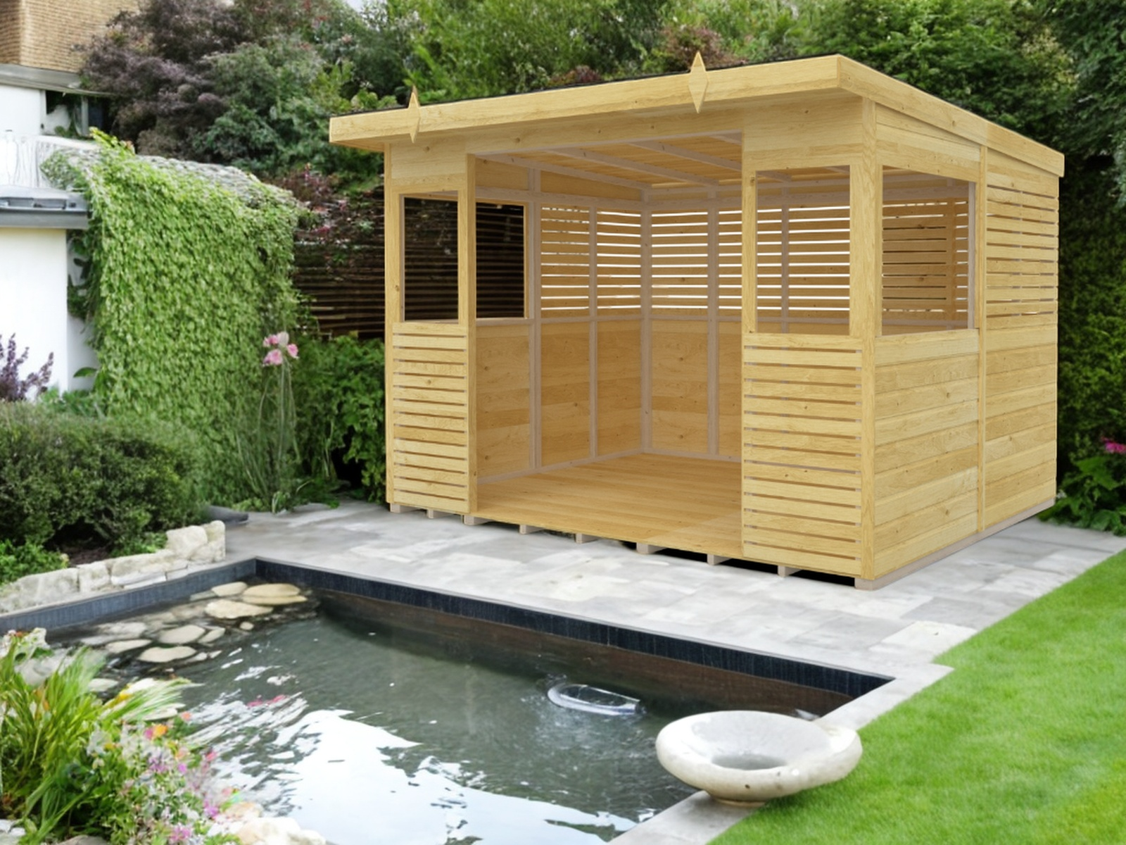 Elmstead Pent BBQ Shelter External View