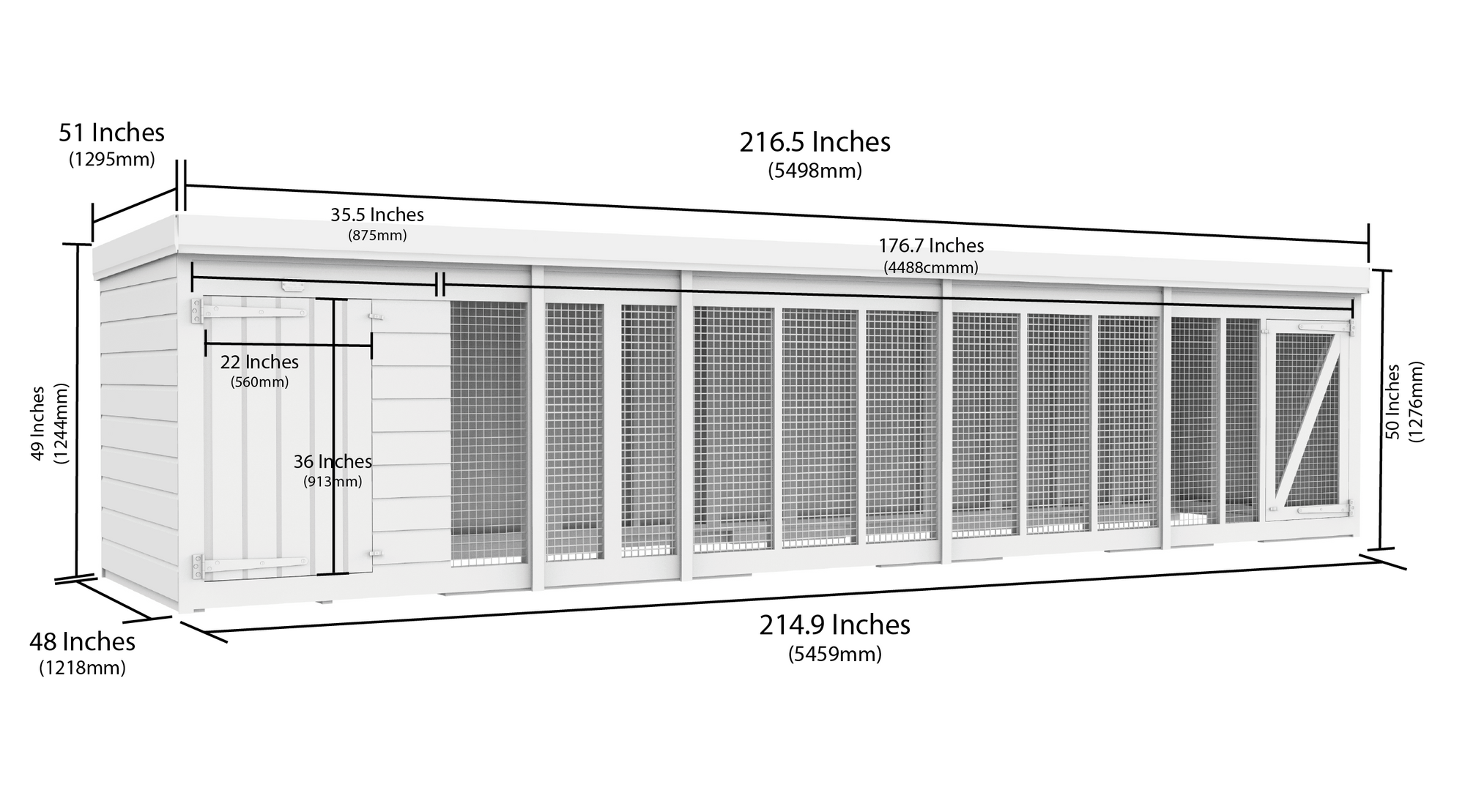 Elmstead Standard Height Dog Kennel And Run Dimensional Drawings