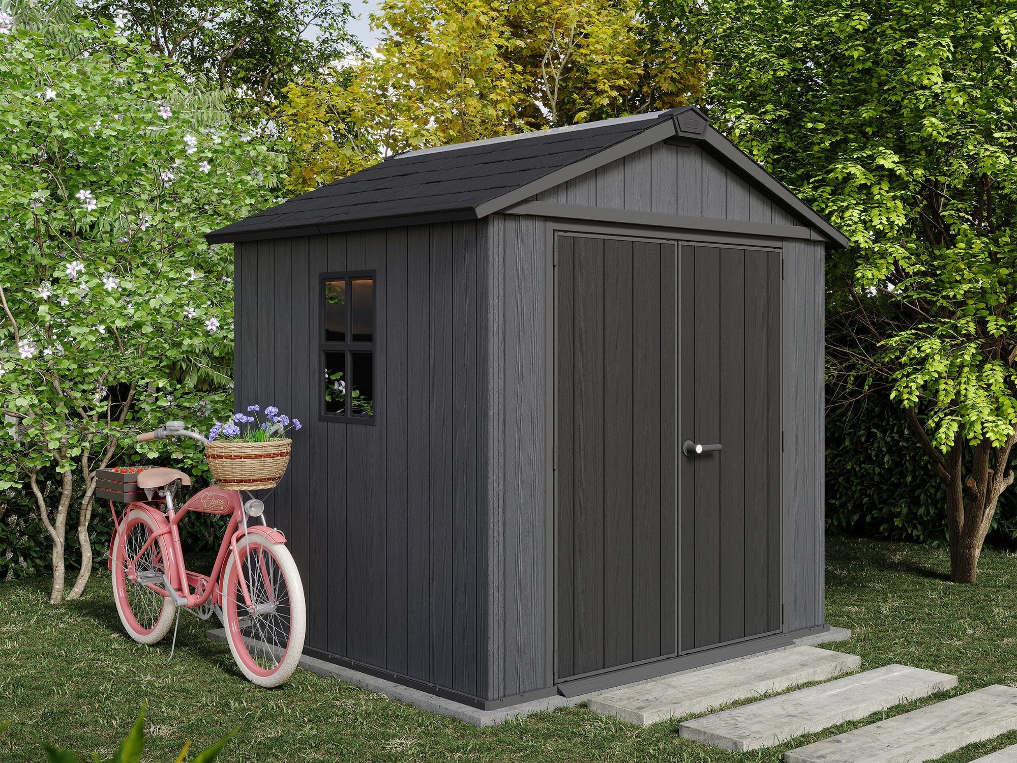 Keter Newton Plus Resin Shed Grey - 15 Year Guarantee