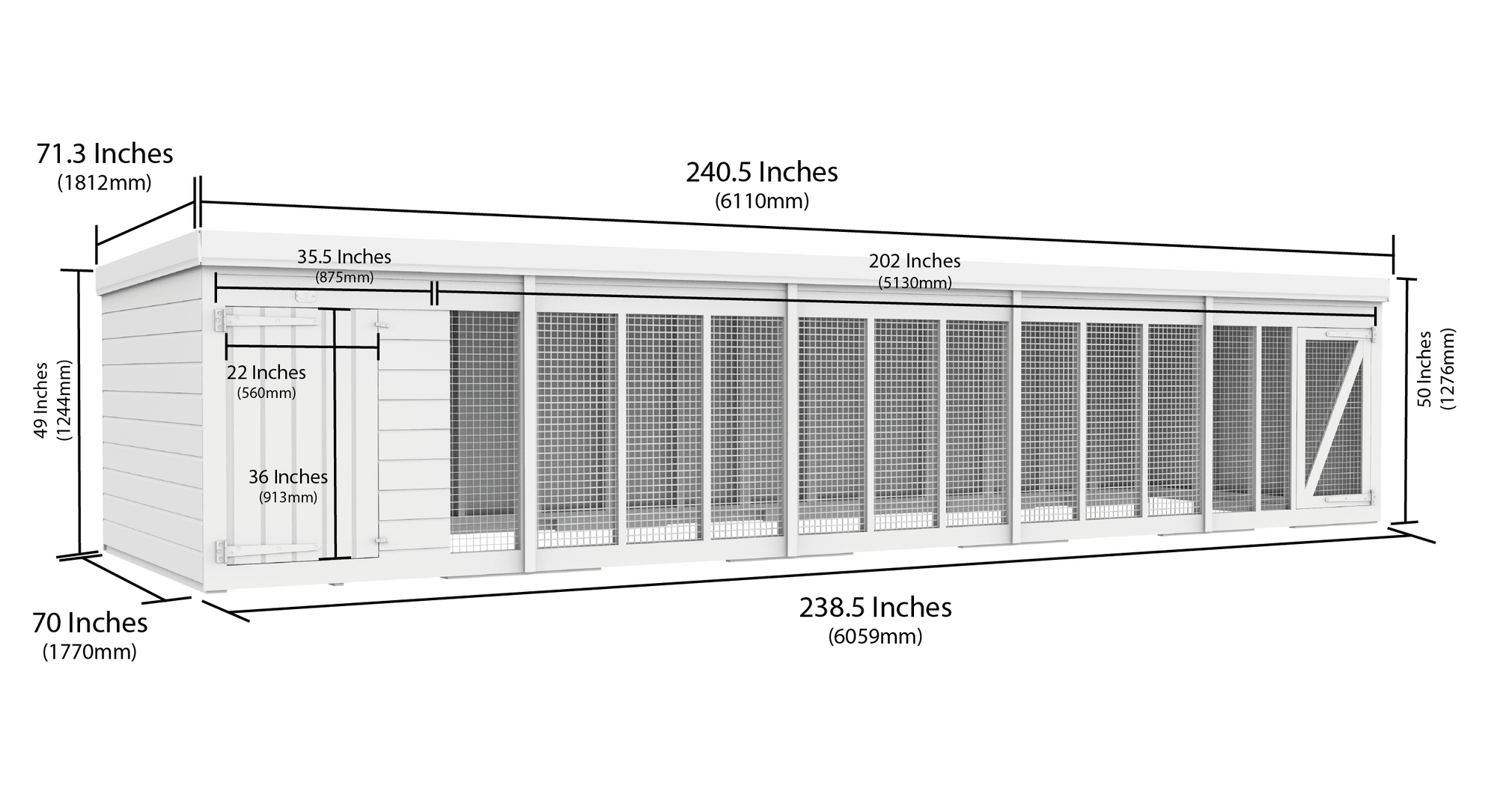 Elmstead Standard Height Dog Kennel And Run Dimensional Drawings