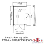 Shire Emneth Pent Log Cabin in 19mm Logs 10x7