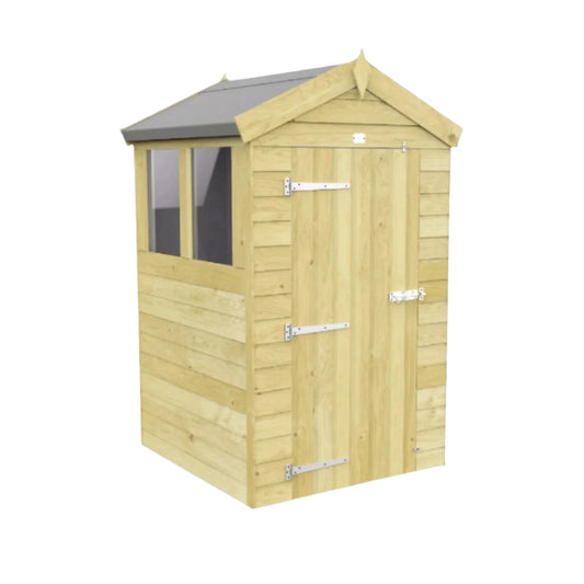 Elmstead Apex Shed Single Door With Windows External View