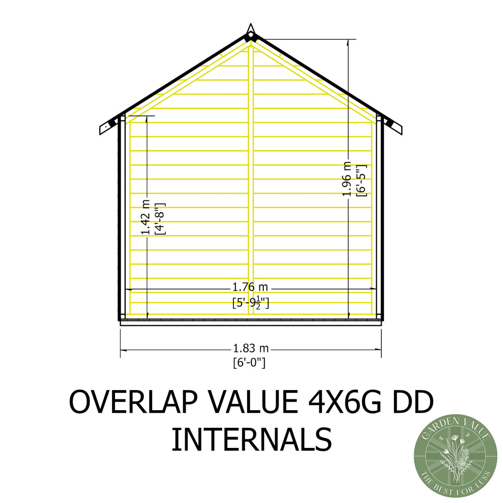 Shire Apex Dip Treated Overlap Garden Shed 4x6