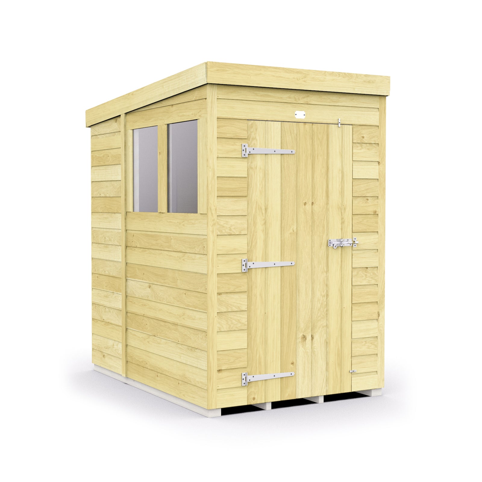 Elmstead Pent Shed Single Door With Windows External View