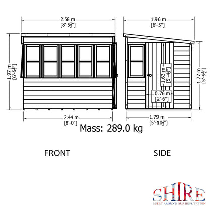 Shire Sun Pent Shiplap Potting Shed 8x6