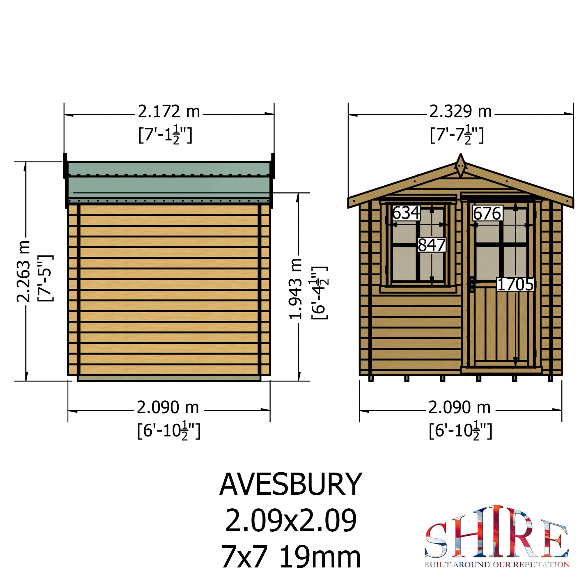 Shire Avesbury 19mm Log Cabin 7x7