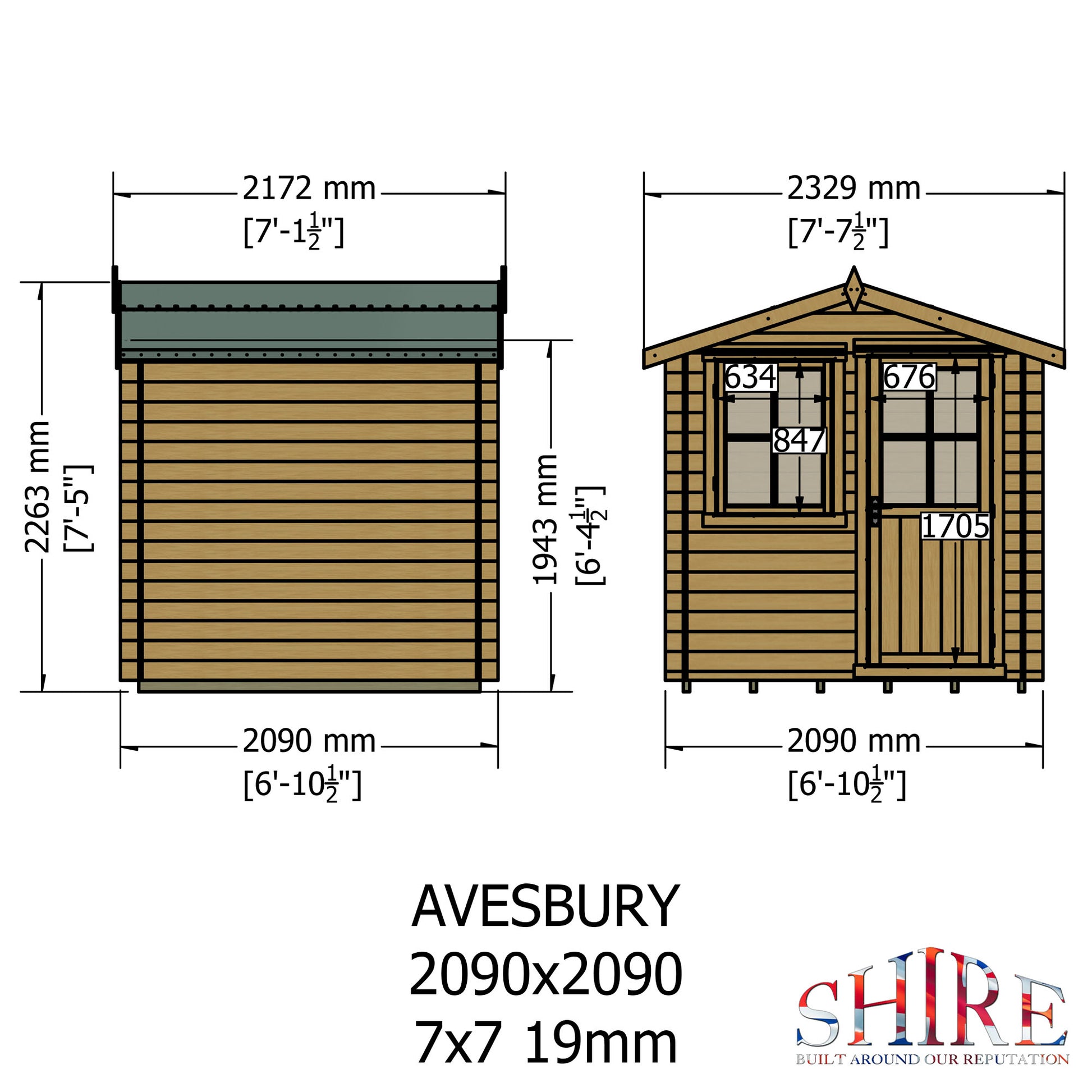 Shire Avesbury 19mm Log Cabin 7x7