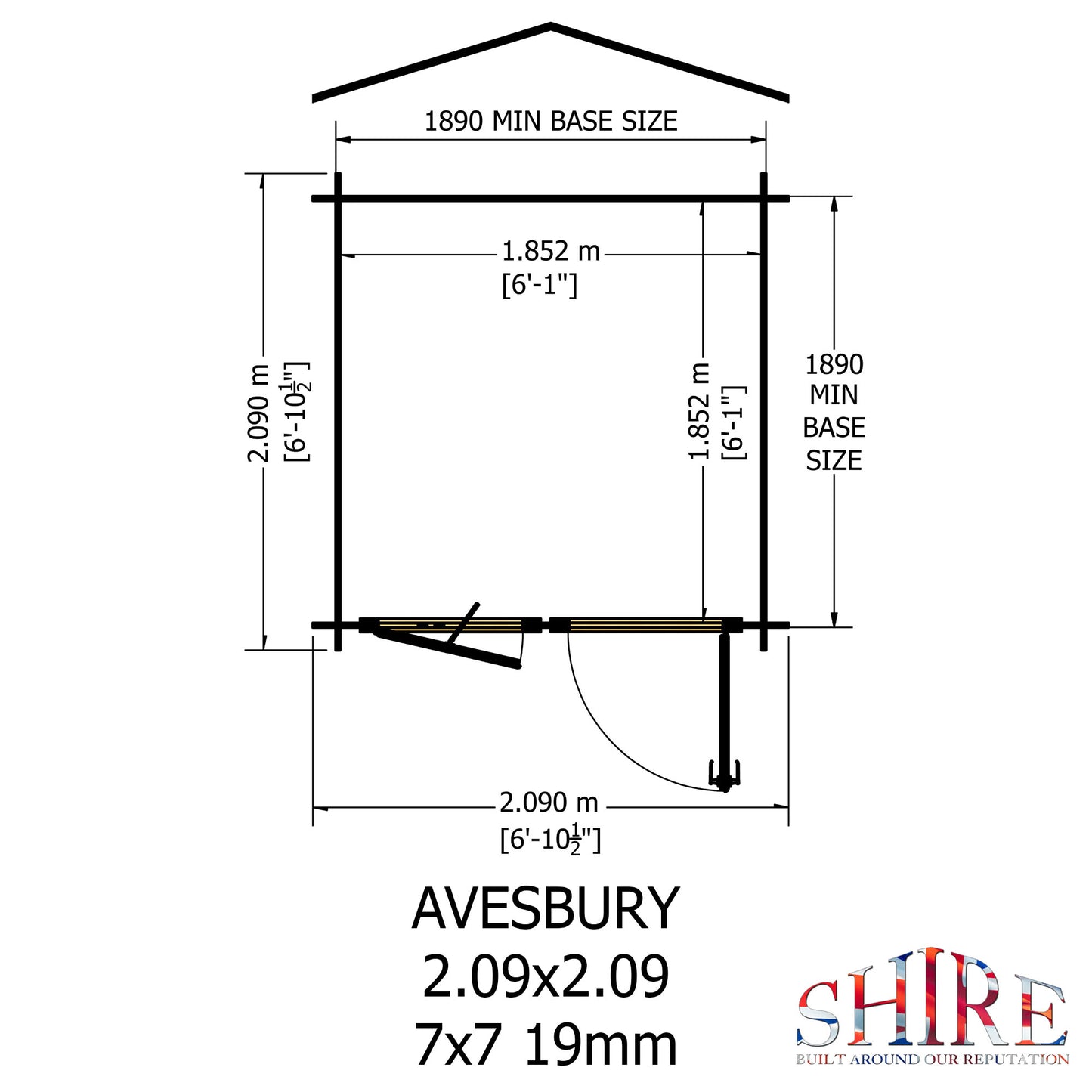Shire Avesbury 19mm Log Cabin 7x7