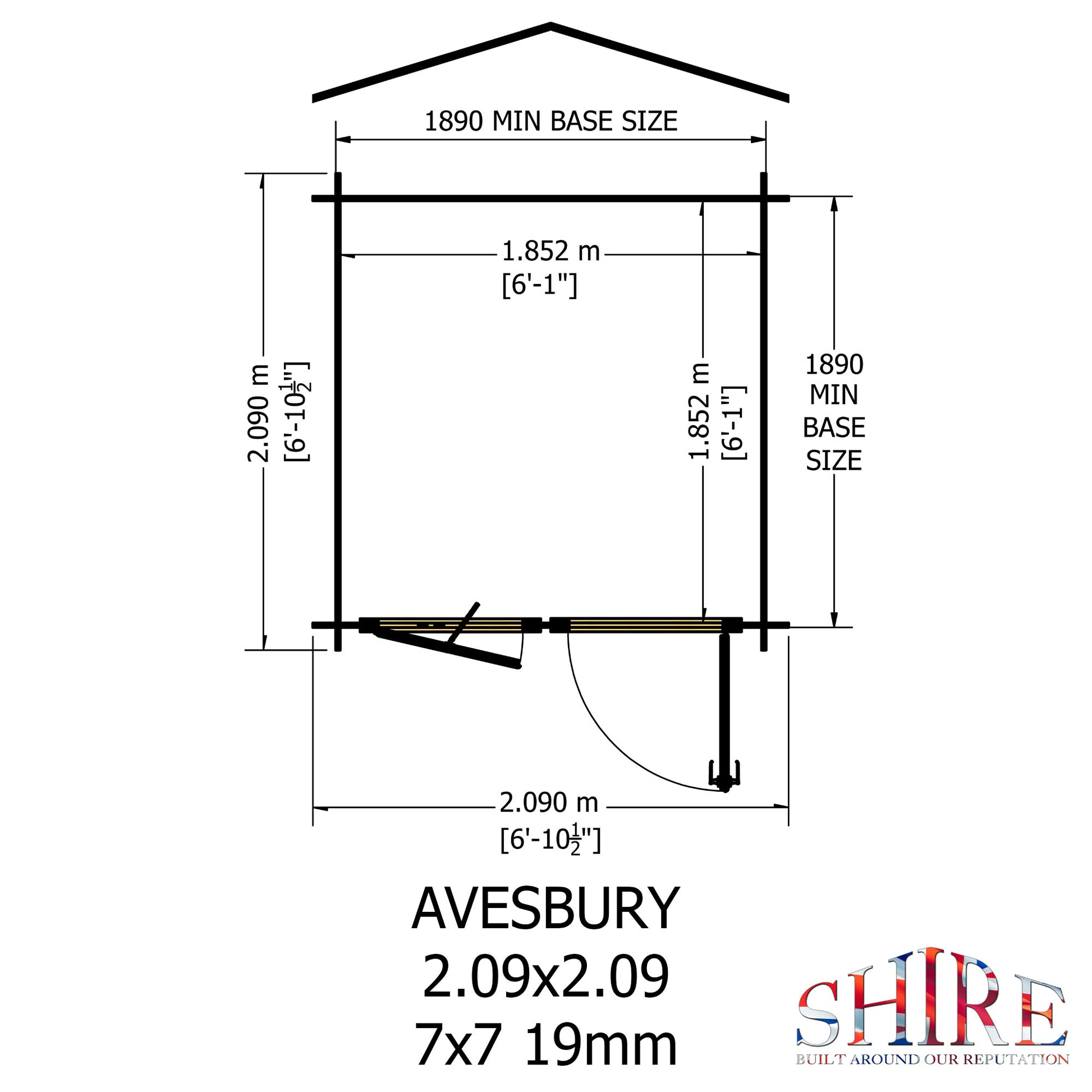 Shire Avesbury 19mm Log Cabin 7x7