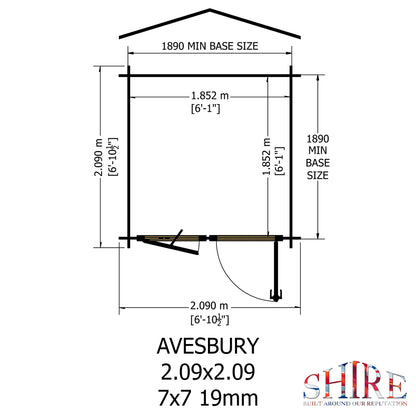 Shire Avesbury 19mm Log Cabin 7x7