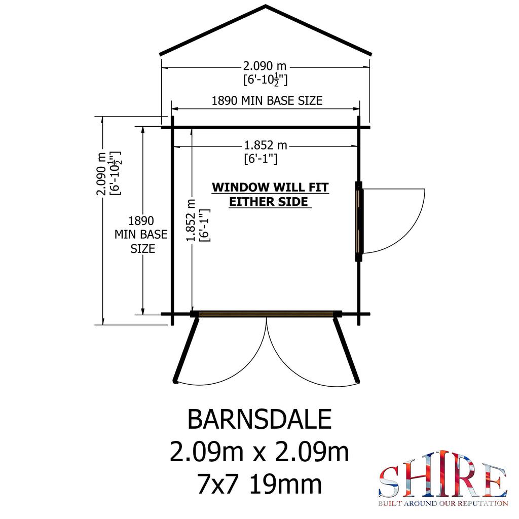 Shire Barnsdale 19mm Log Cabin 7x7