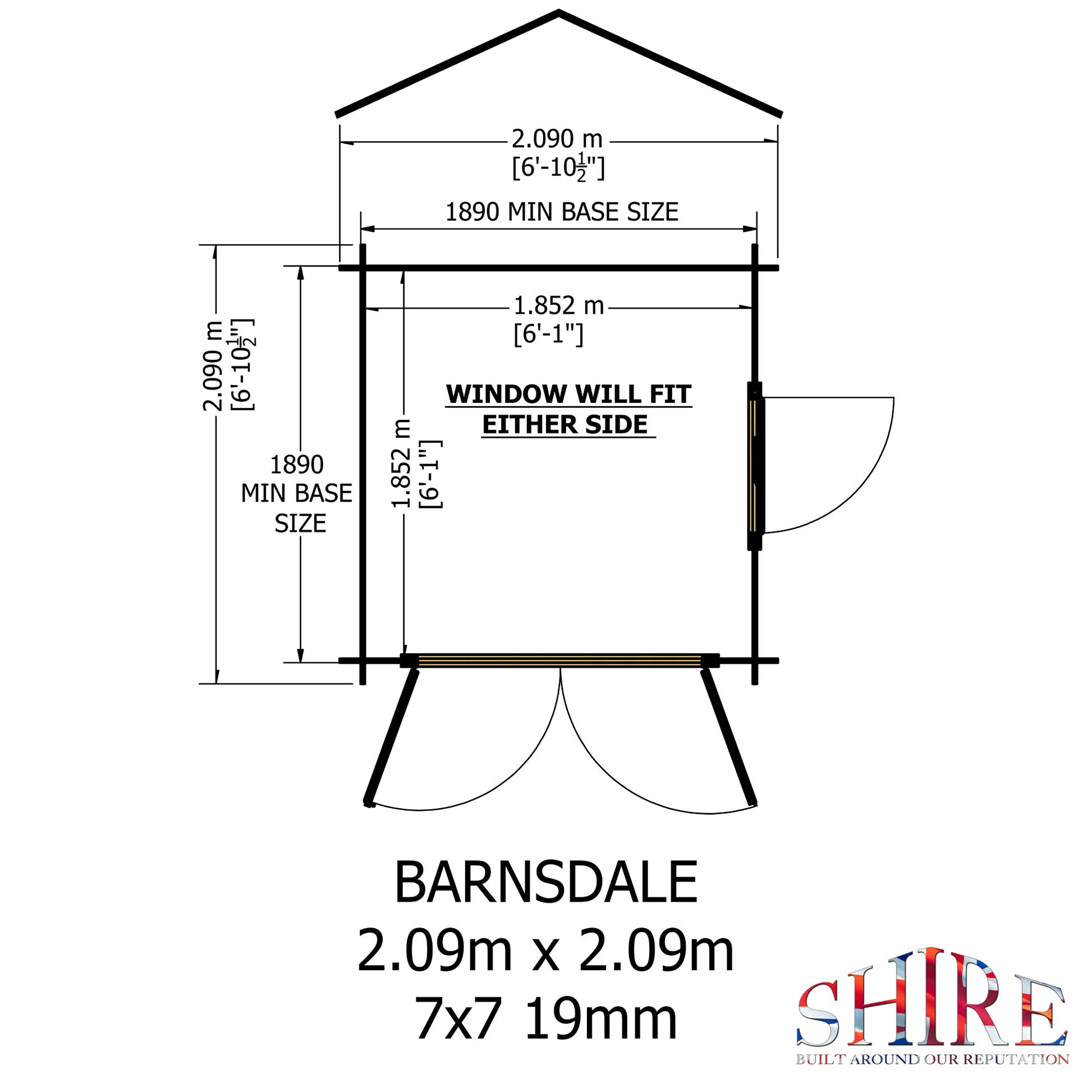 Shire Barnsdale 19mm Log Cabin 7x7