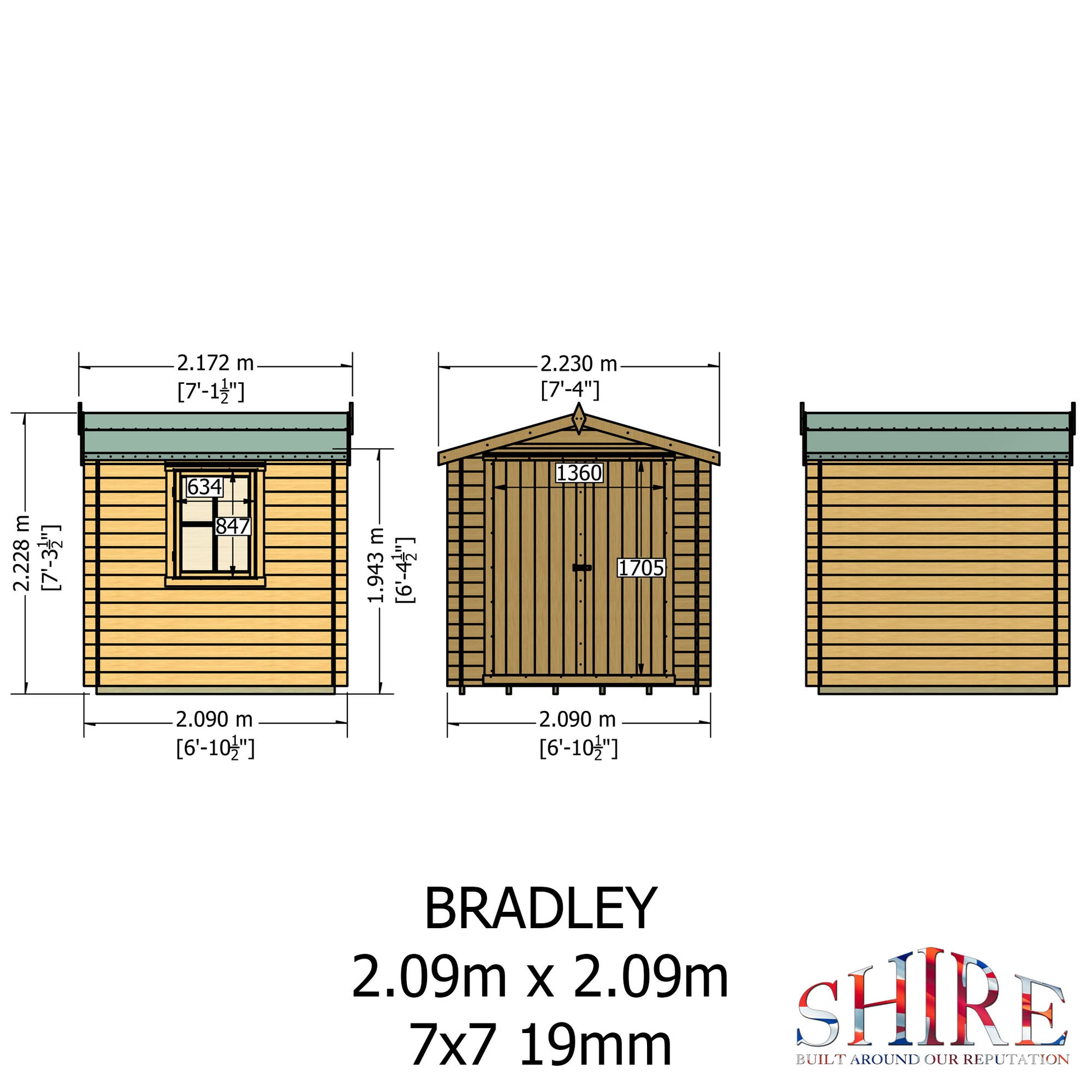 Shire Bradley 19mm Log Cabin 7x7