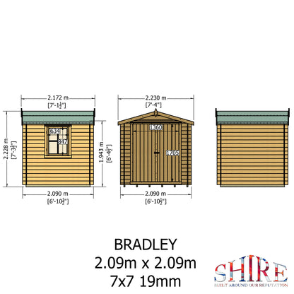 Shire Bradley 19mm Log Cabin 7x7