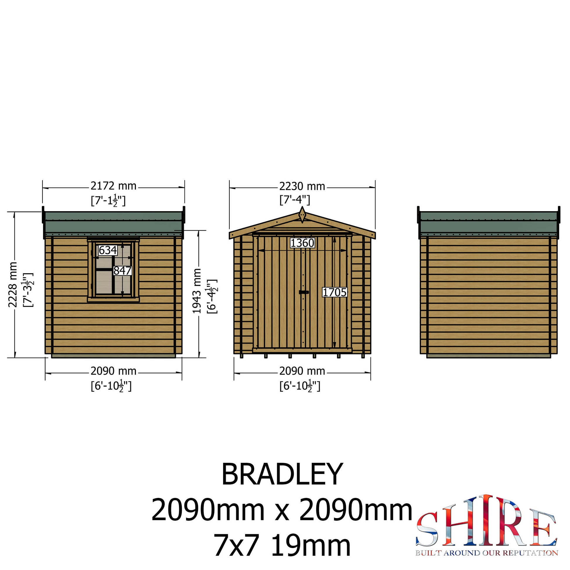 Shire Bradley 19mm Log Cabin 7x7