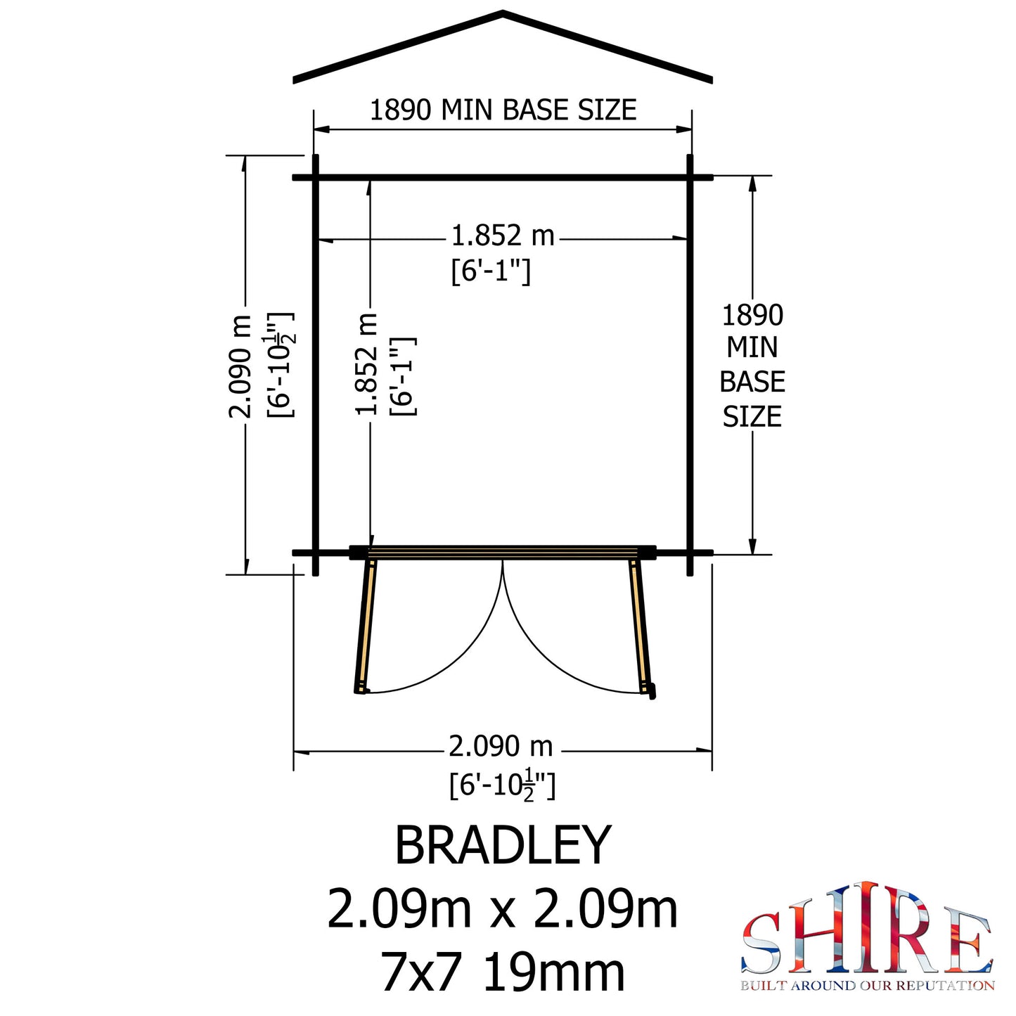 Shire Bradley 19mm Log Cabin 7x7