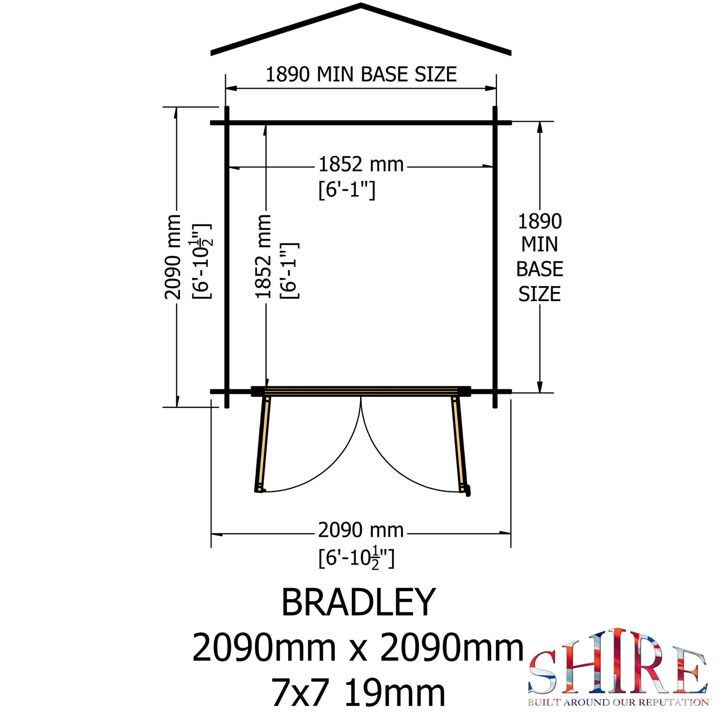 Shire Bradley 19mm Log Cabin 7x7