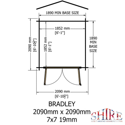 Shire Bradley 19mm Log Cabin 7x7