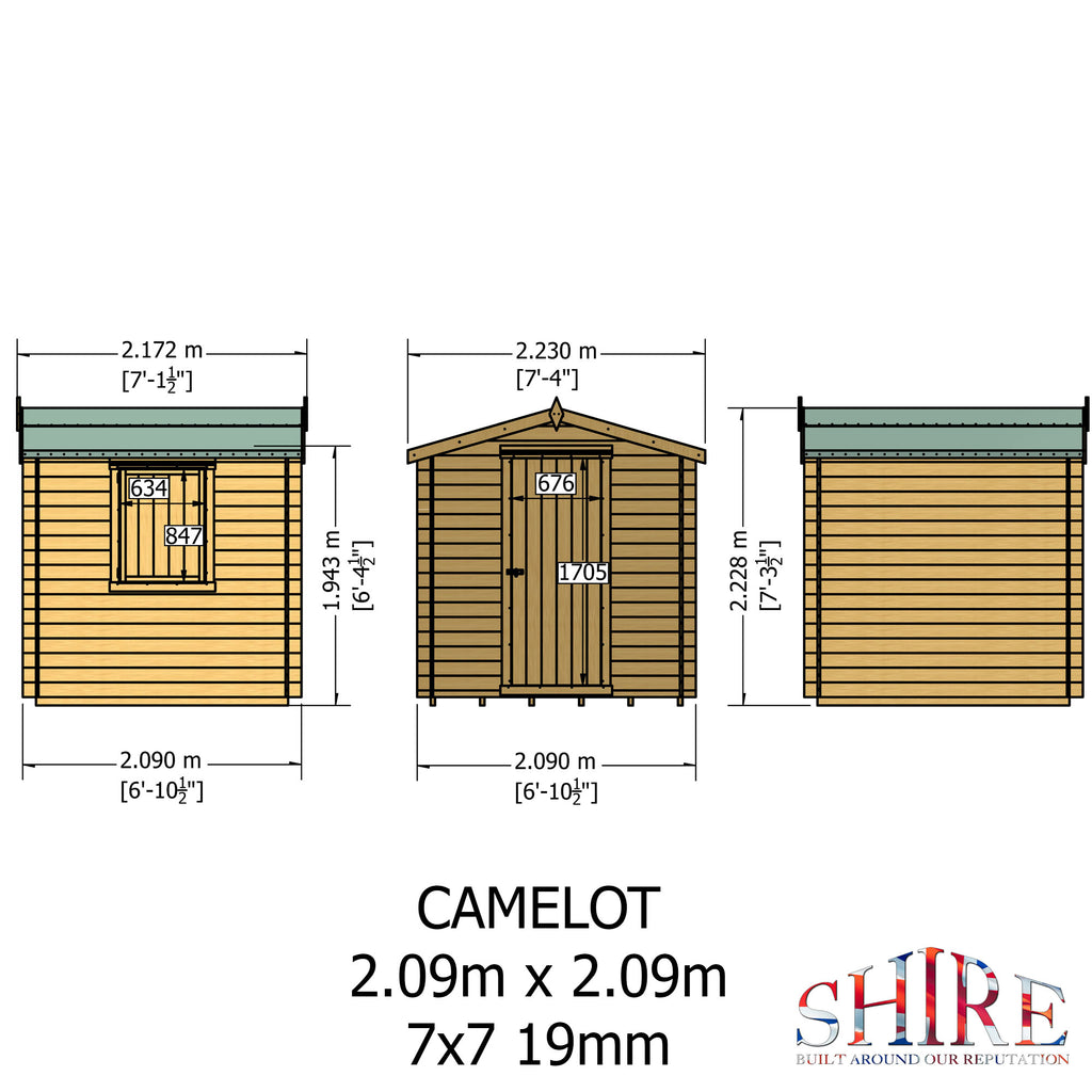 Shire Camelot 19mm Log Cabin 7x7