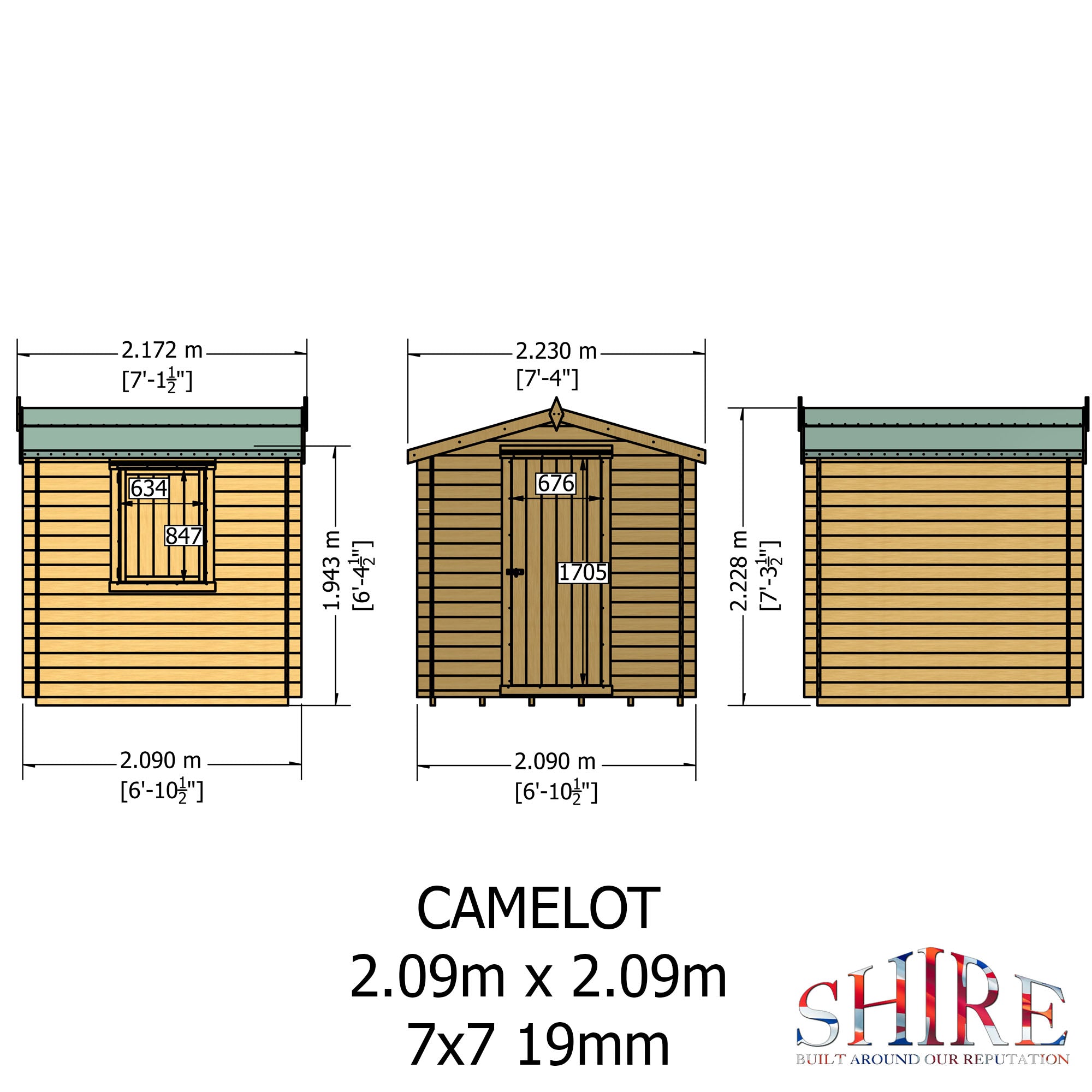 Shire Camelot 19mm Log Cabin 7x7