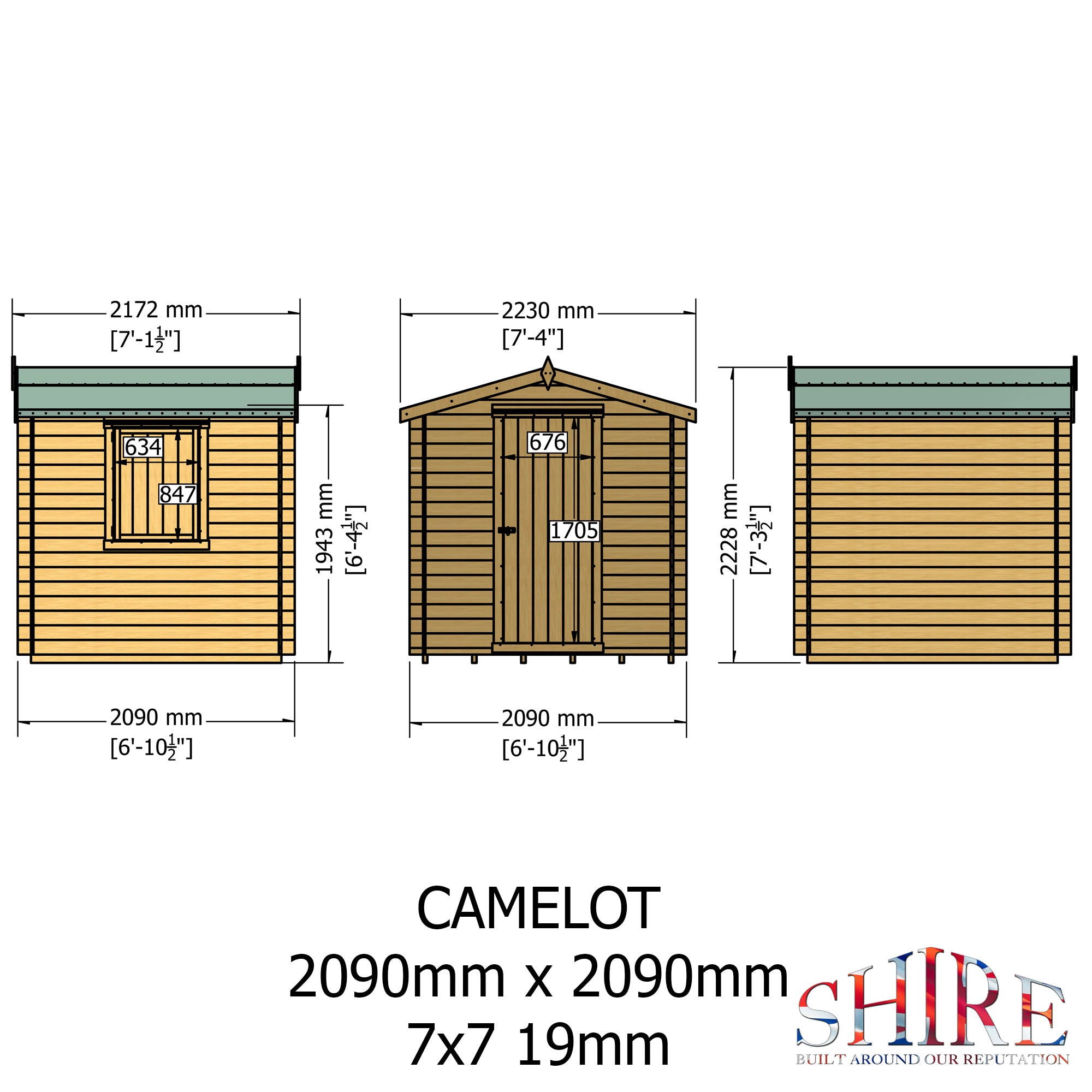 Shire Camelot 19mm Log Cabin 7x7