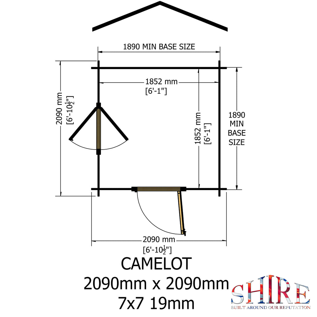 Shire Camelot 19mm Log Cabin 7x7