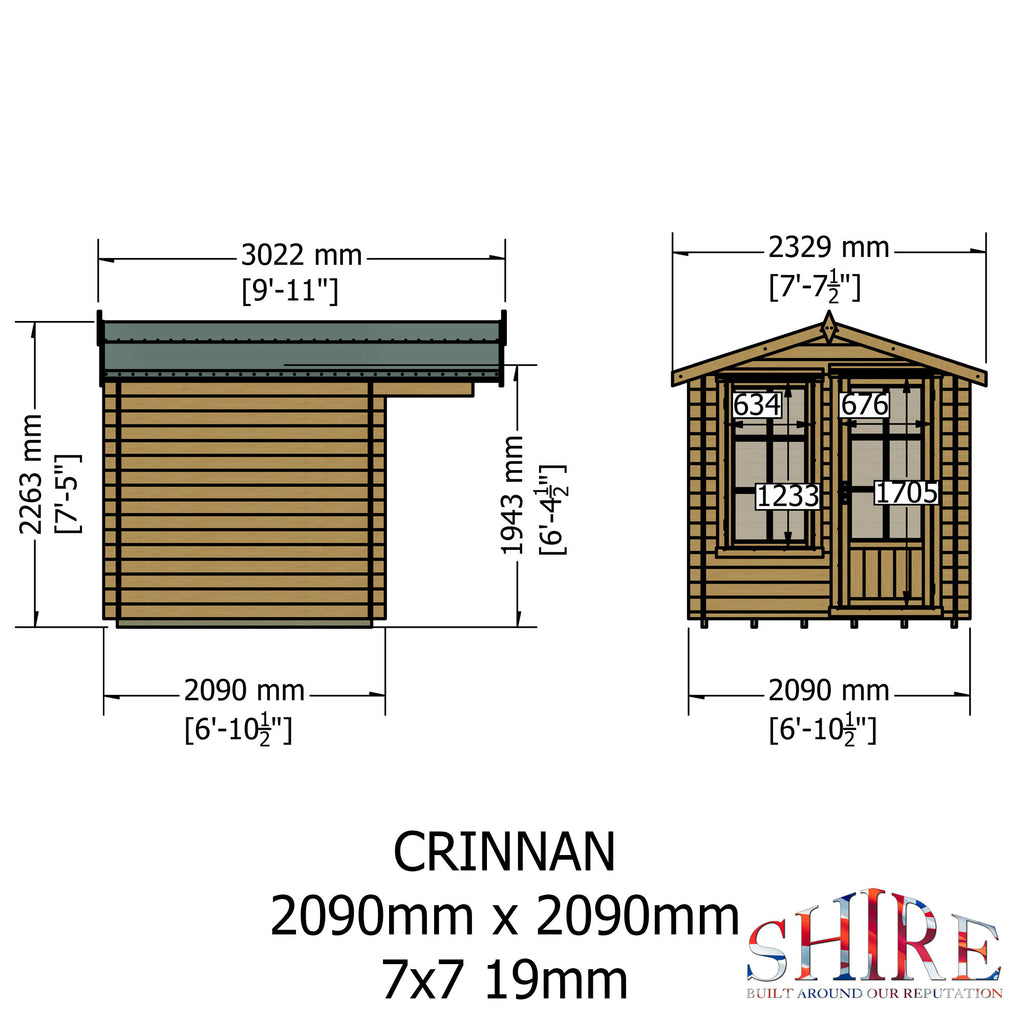 Shire Crinan 19mm Log Cabin 7x7