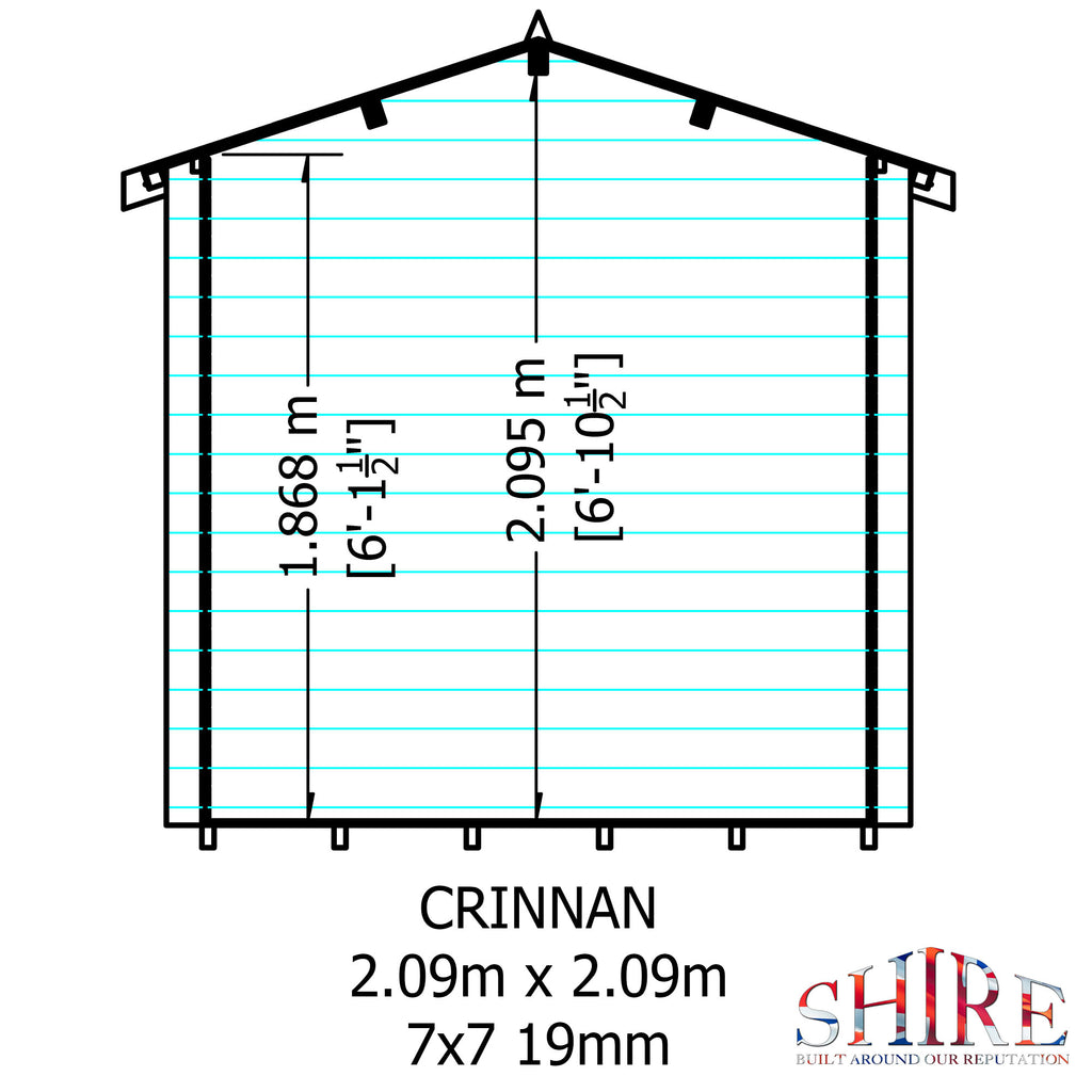 Shire Crinan 19mm Log Cabin 7x7