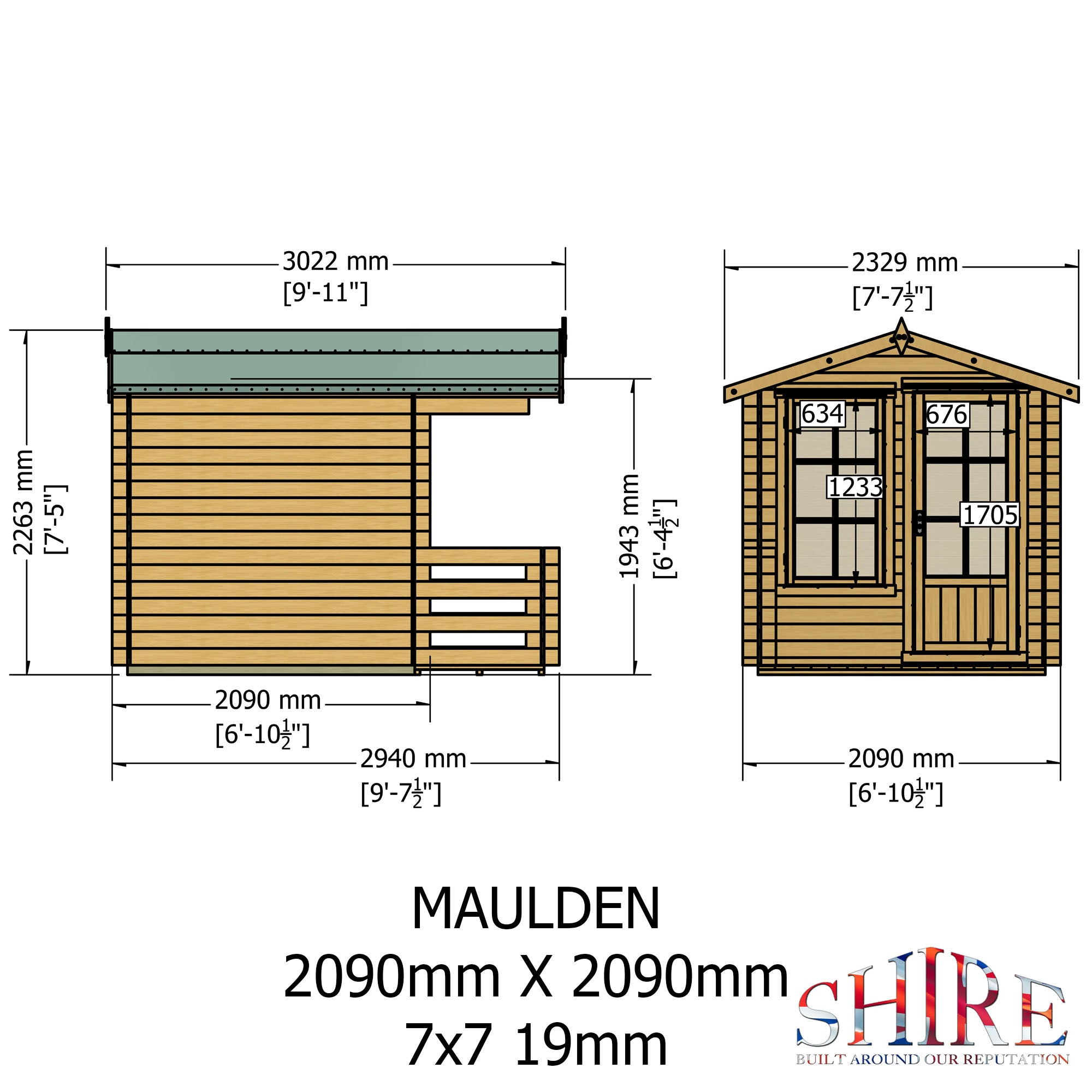 Shire Maulden 19mm Log Cabin With Veranda 7x7