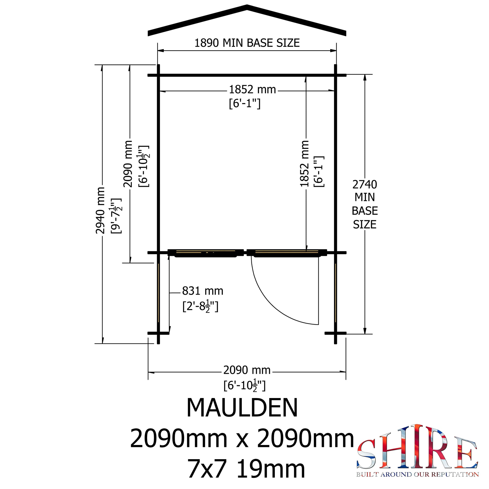 Shire Maulden 19mm Log Cabin With Veranda 7x7
