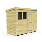 Elmstead Pent Shed Single Door With Windows External View