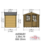 Shire Avesbury 19mm Log Cabin 8x6
