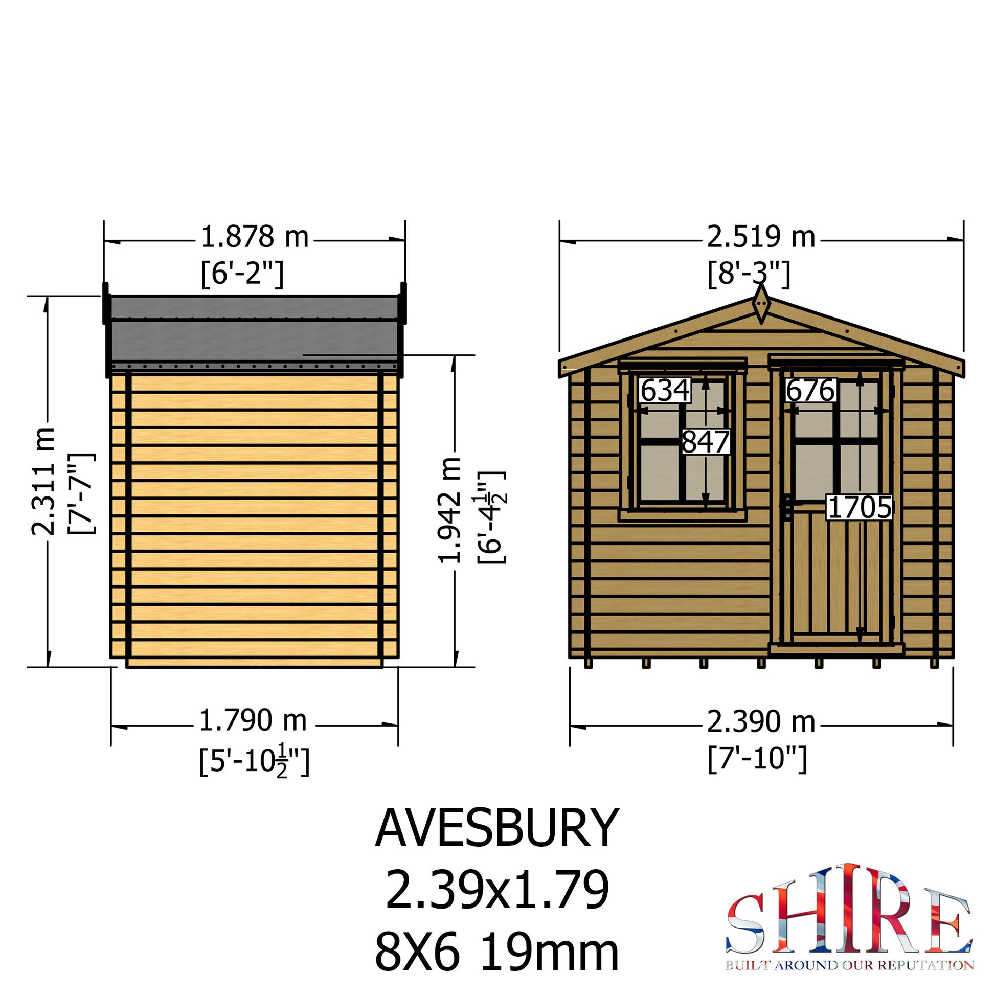 Shire Avesbury 19mm Log Cabin 8x6