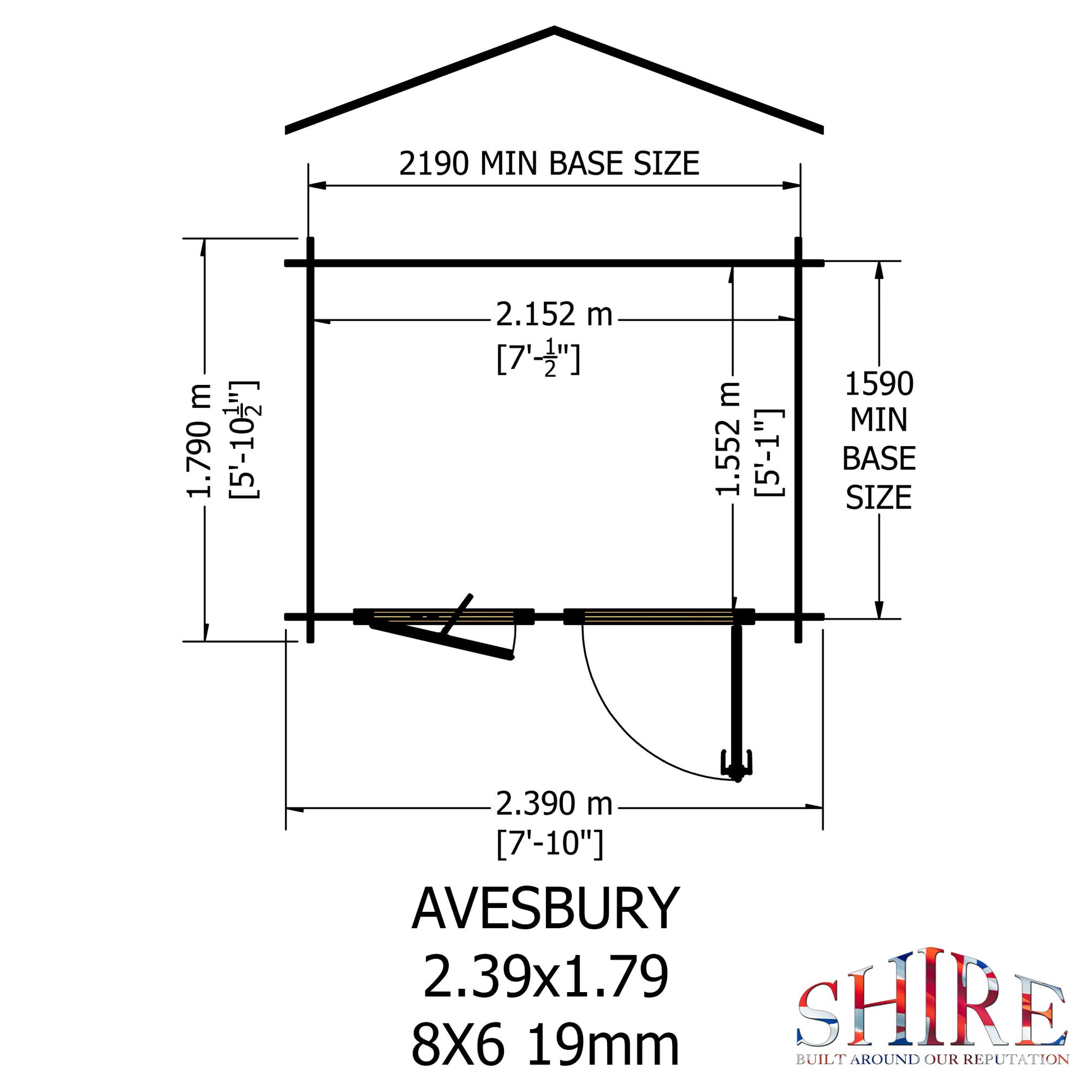 Shire Avesbury 19mm Log Cabin 8x6