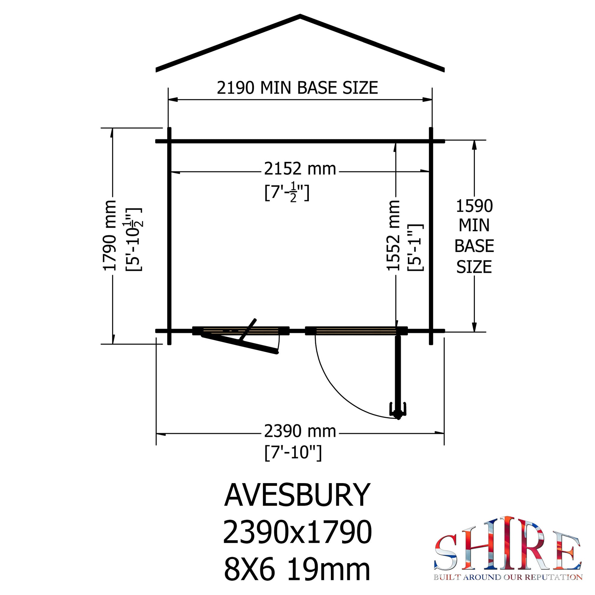 Shire Avesbury 19mm Log Cabin 8x6