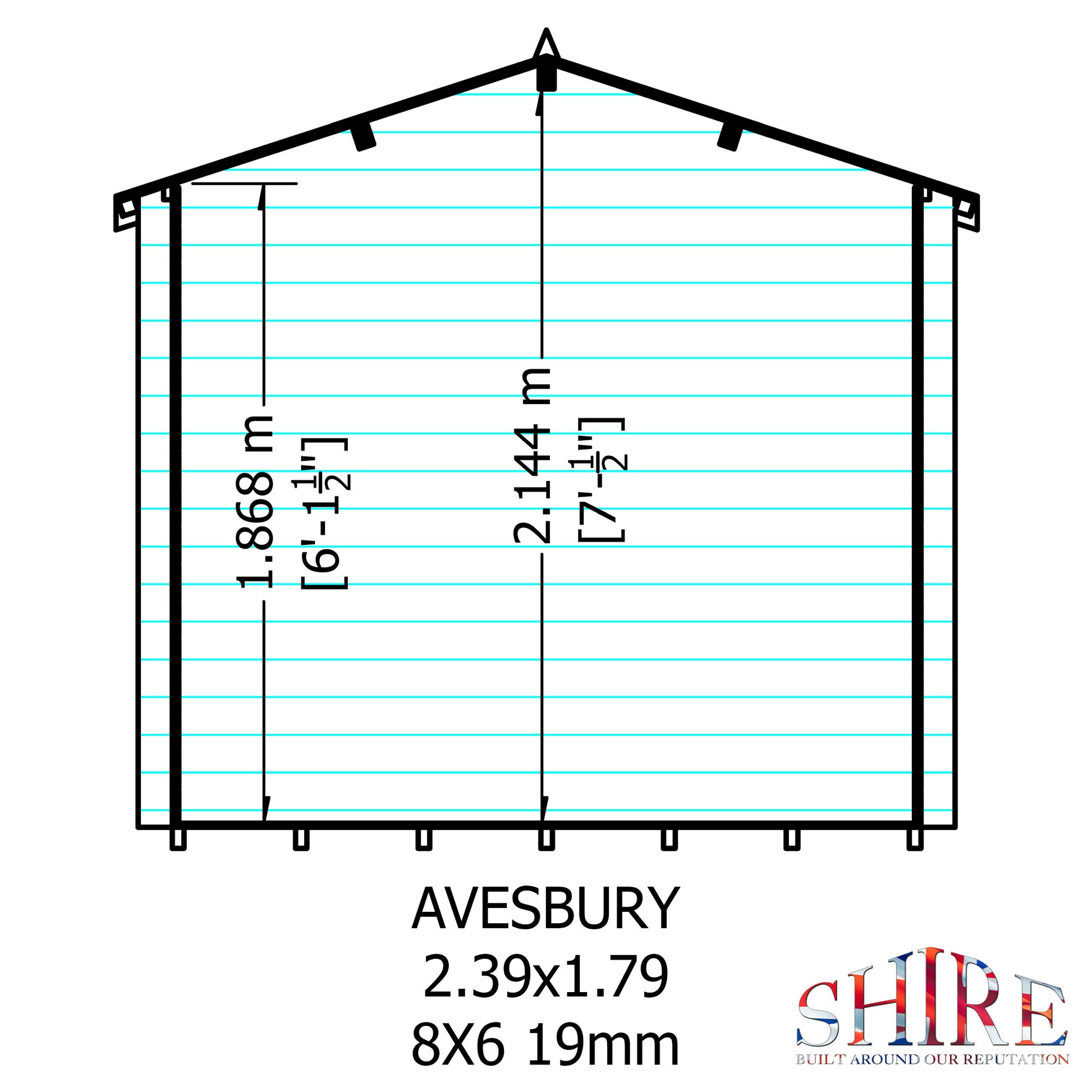 Shire Avesbury 19mm Log Cabin 8x6
