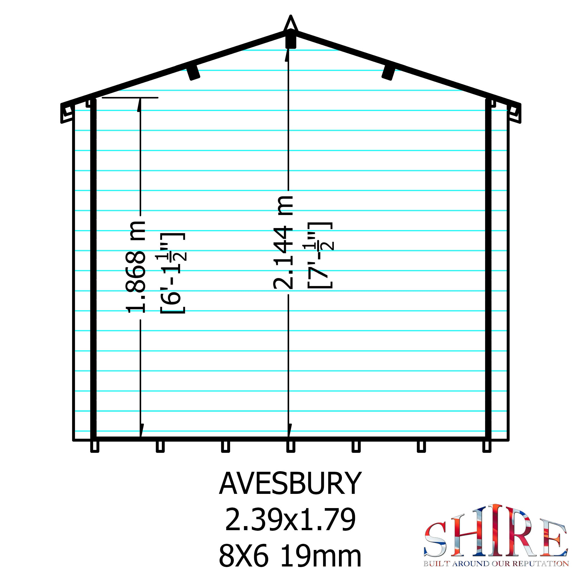 Shire Avesbury 19mm Log Cabin 8x6