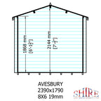 Shire Avesbury 19mm Log Cabin 8x6