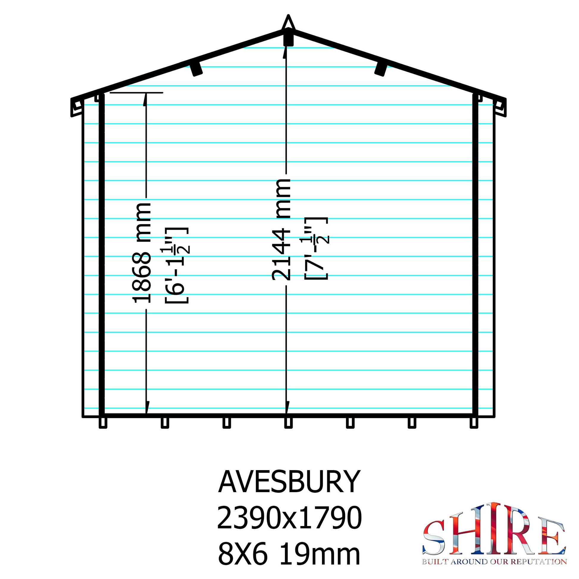 Shire Avesbury 19mm Log Cabin 8x6