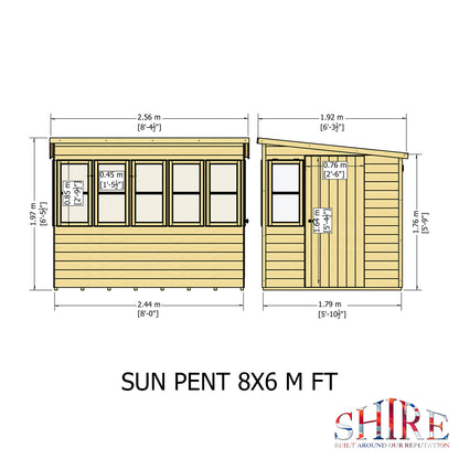 Shire Sun Pent Shiplap Potting Shed 8x6