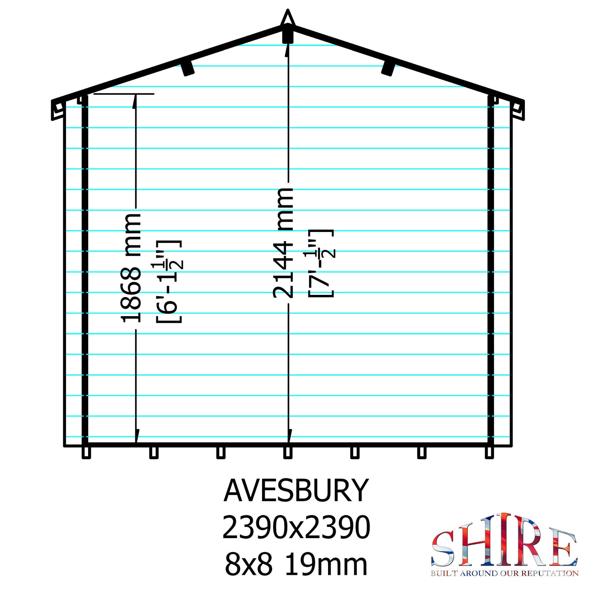 Shire Avesbury 19mm Log Cabin 8x8
