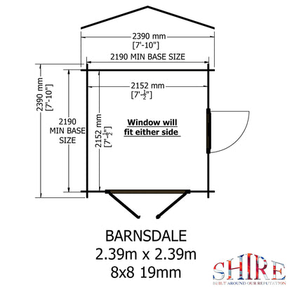 Shire Barnsdale 19mm Log Cabin 8x8