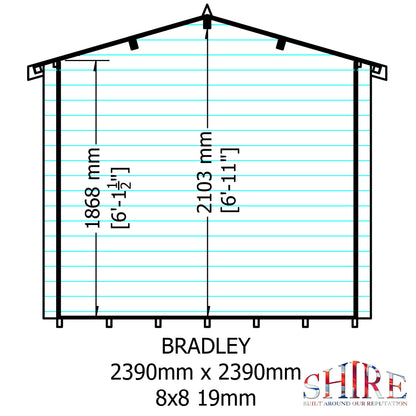 Shire Bradley 19mm Log Cabin 8x8